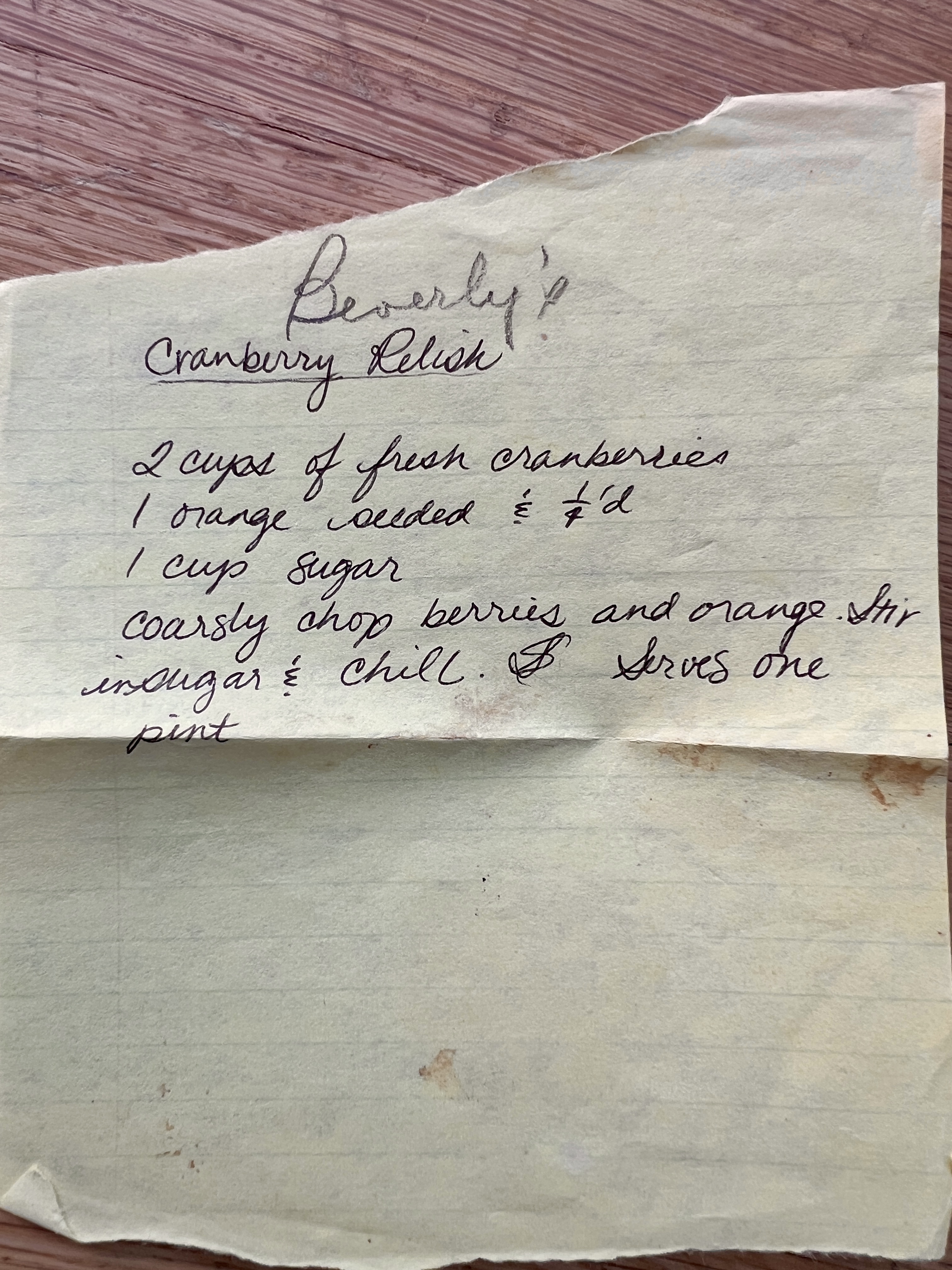 Beverly’s Cranberry Relish