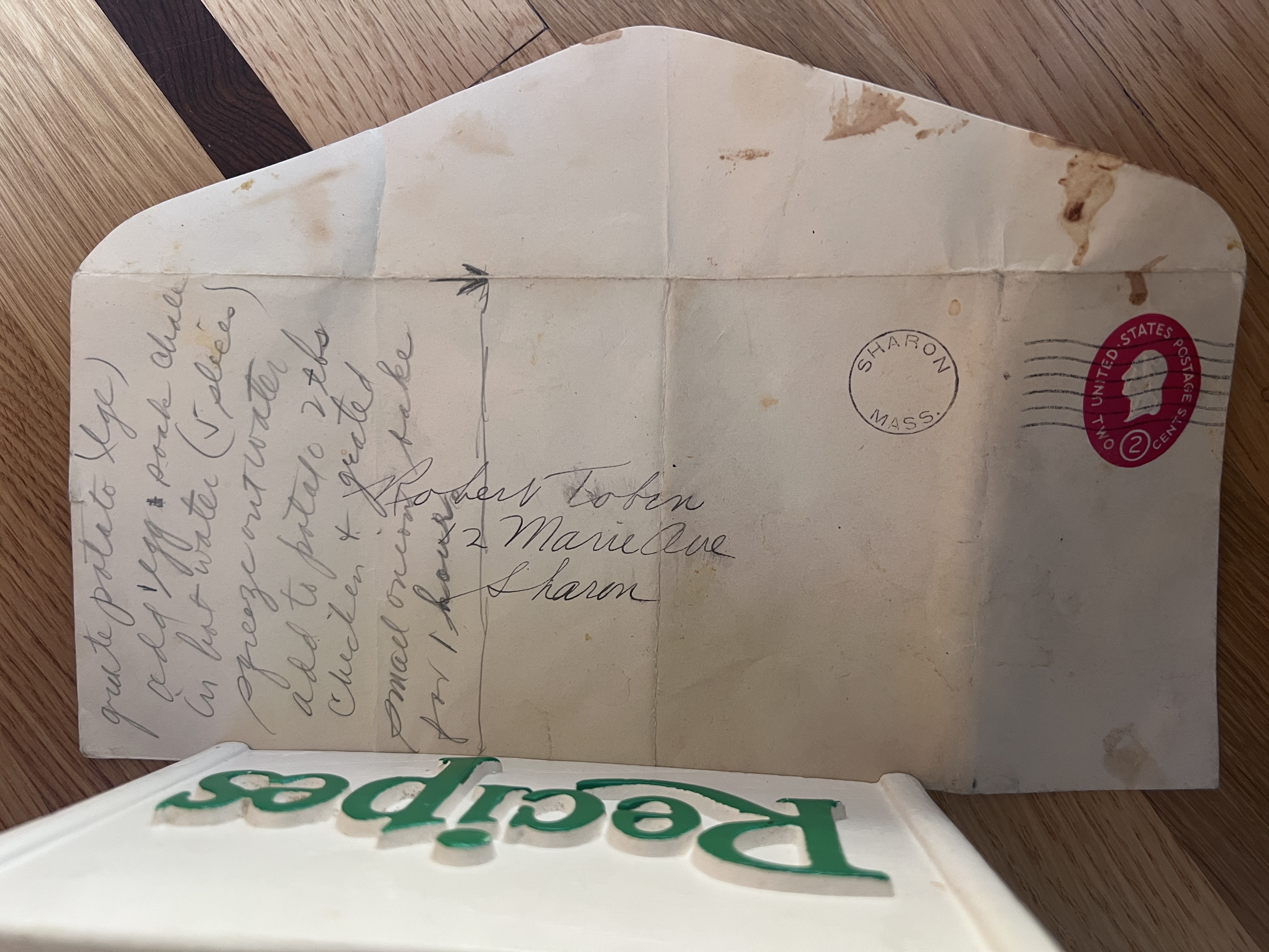Grandma’s Potato Challah Kugel (written on the back of an envelope)